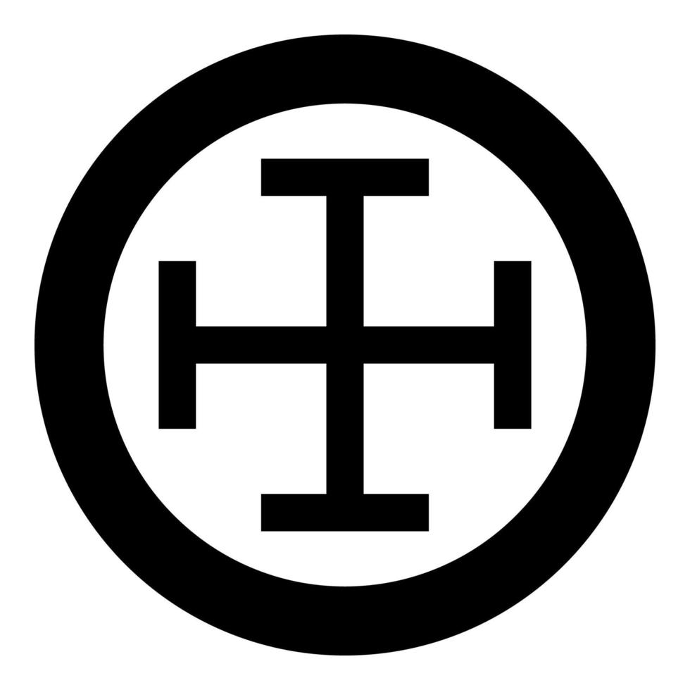 Cross gibbet resembling hindhead Cross monogram Religious cross icon in circle round black color vector illustration flat style image