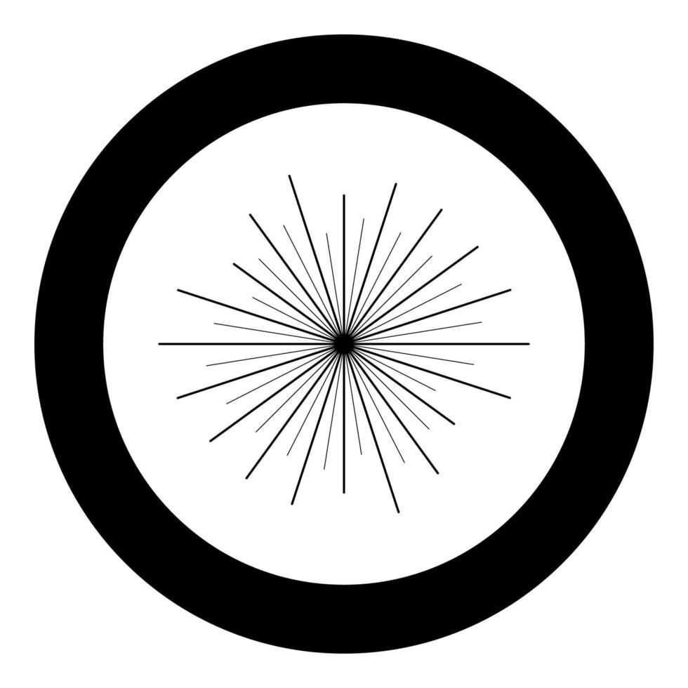 Sun rays Sunbeam concept icon in circle round black color vector illustration flat style image