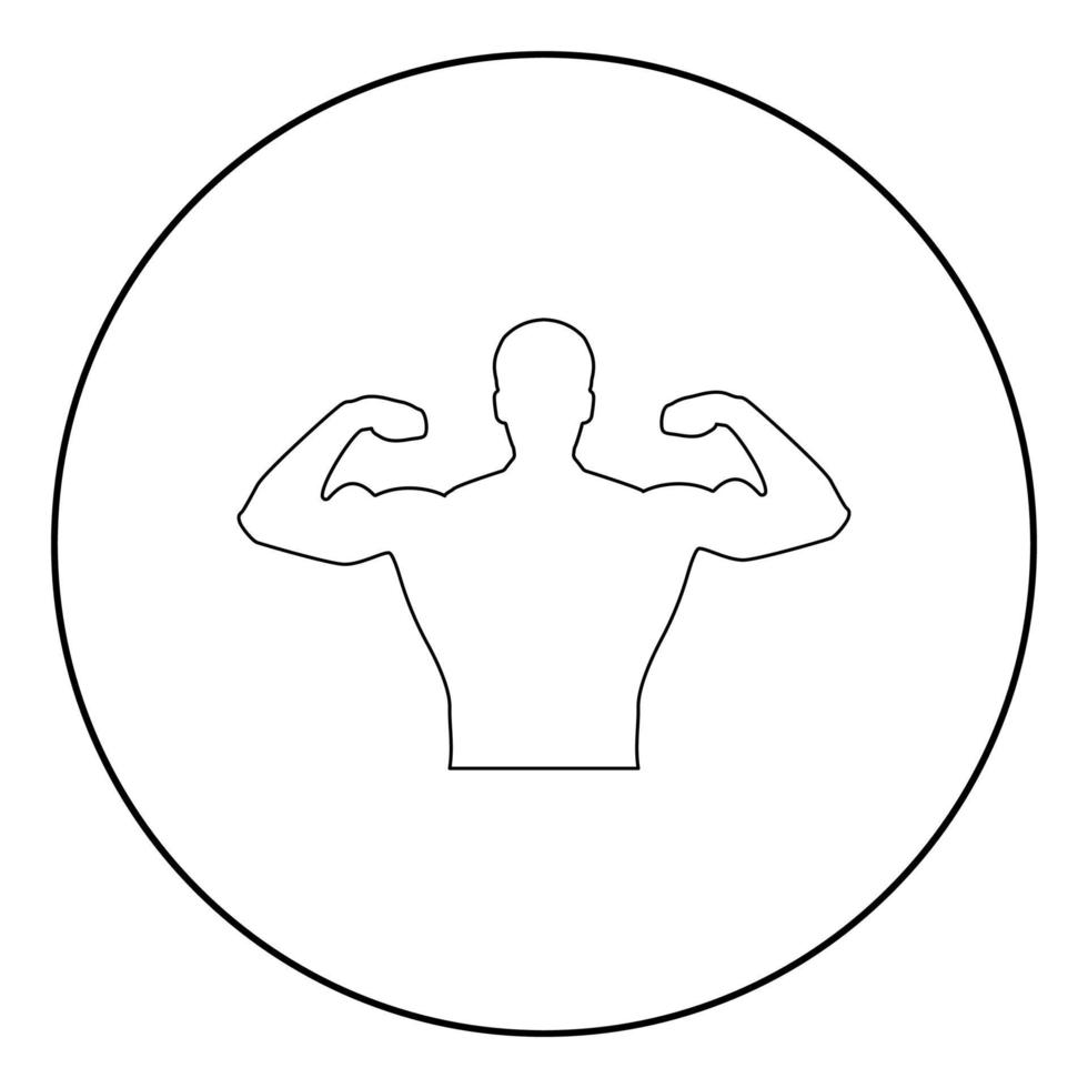 Bodybuildericon black color in circle or round vector
