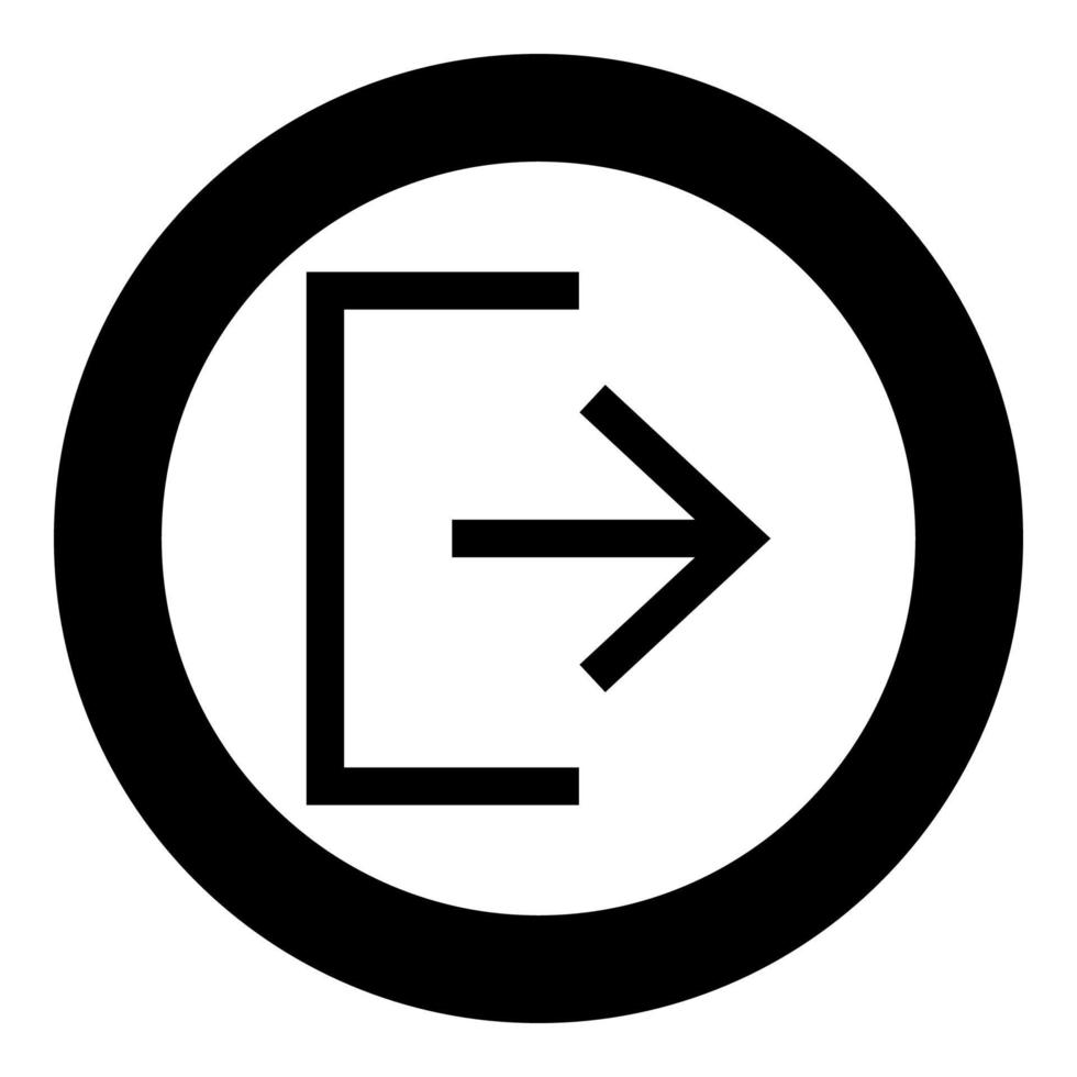 Symbol exit icon black color in circle round vector