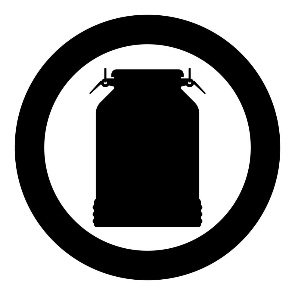 Milk can container icon black color illustration in circle round vector