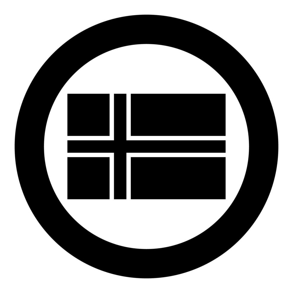 Flag of Norway icon black color vector in circle round illustration flat style image