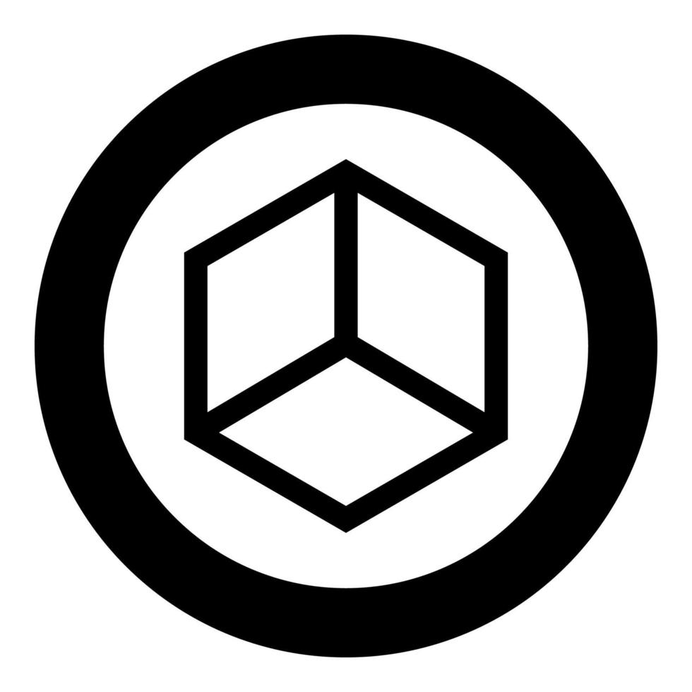 Abstract cube shape Hexagon box icon in circle round black color vector illustration flat style image
