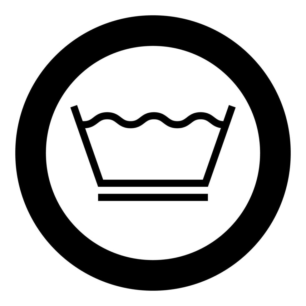 Delicate wash Clothes care symbols Washing concept Laundry sign icon in circle round black color vector illustration flat style image