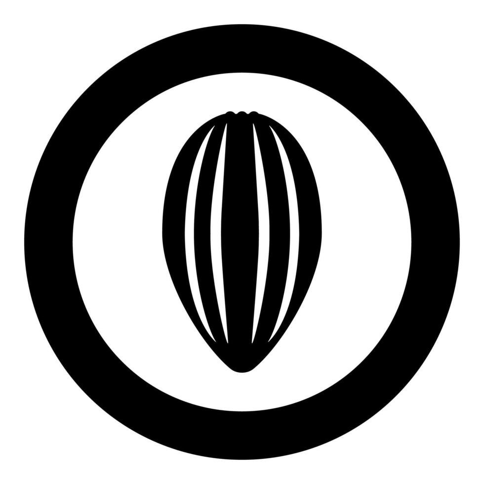 Cacao bob pod Cocoa fruit peel Chocolate seeds icon in circle round black color vector illustration flat style image