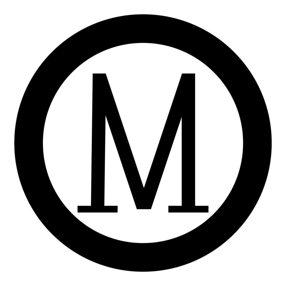 Mu greek symbol capital letter uppercase font icon in circle round black color vector illustration flat style image