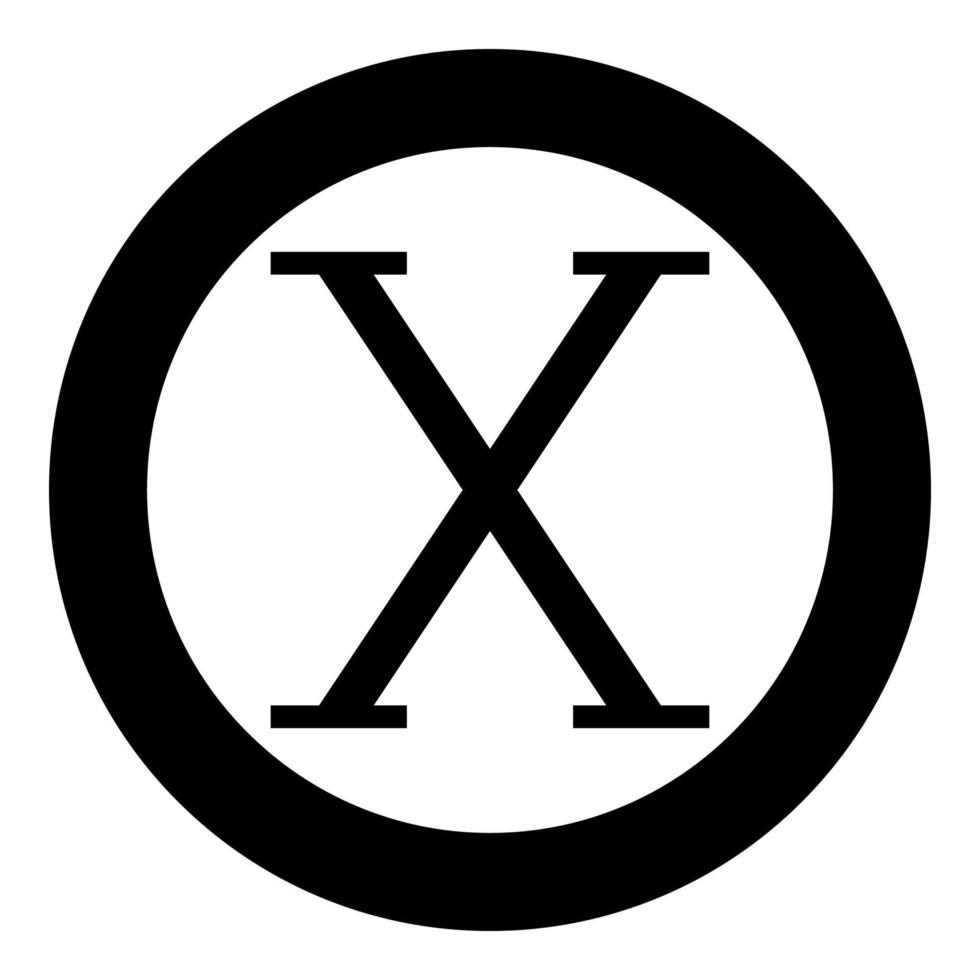 Chi greek symbol capital letter uppercase font icon in circle round black color vector illustration flat style image