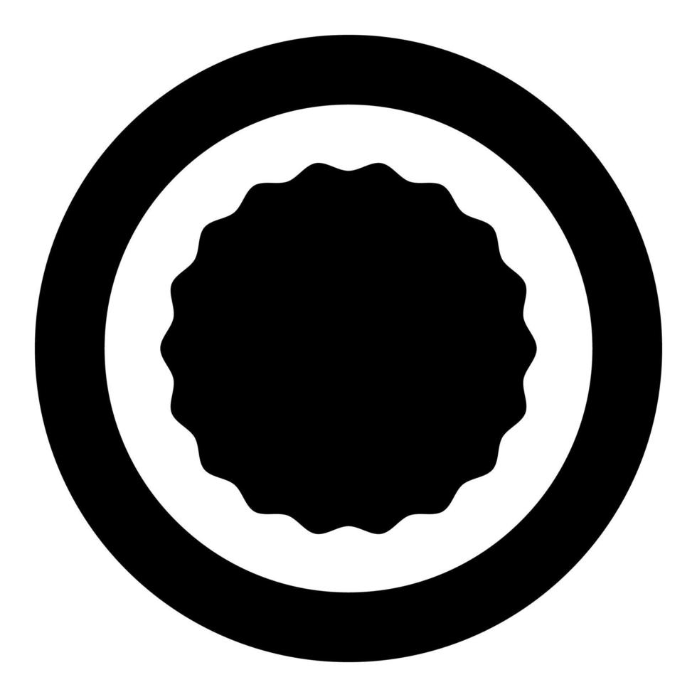 Round element with wavy edges Circle label sticker icon in circle round black color vector illustration solid outline style image