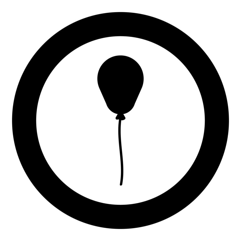 Balloon Airball with string rope inflatable helium icon in circle round black color vector illustration image solid outline style