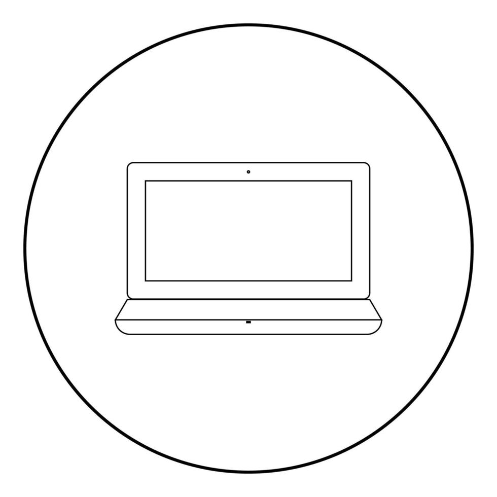 portátil el icono de color negro en círculo o redondo vector