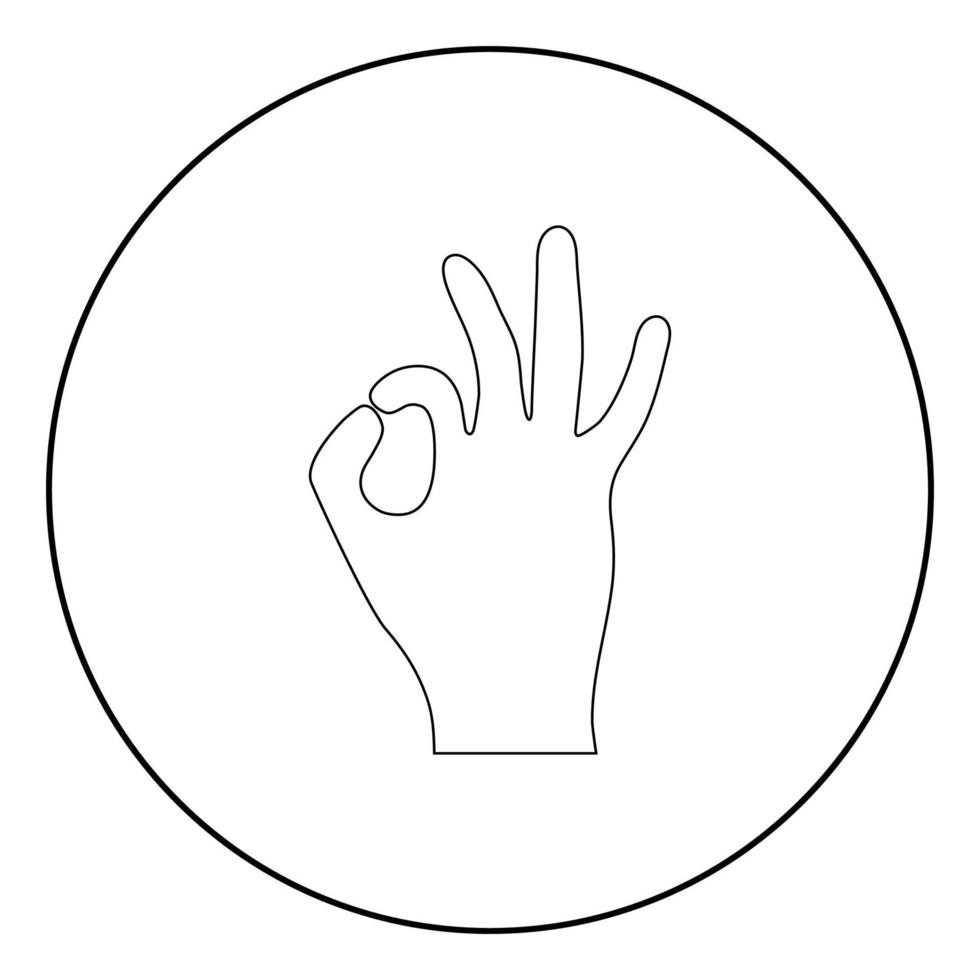 el signo muestra perfectamente la mano el icono de color negro en círculo o redondo vector