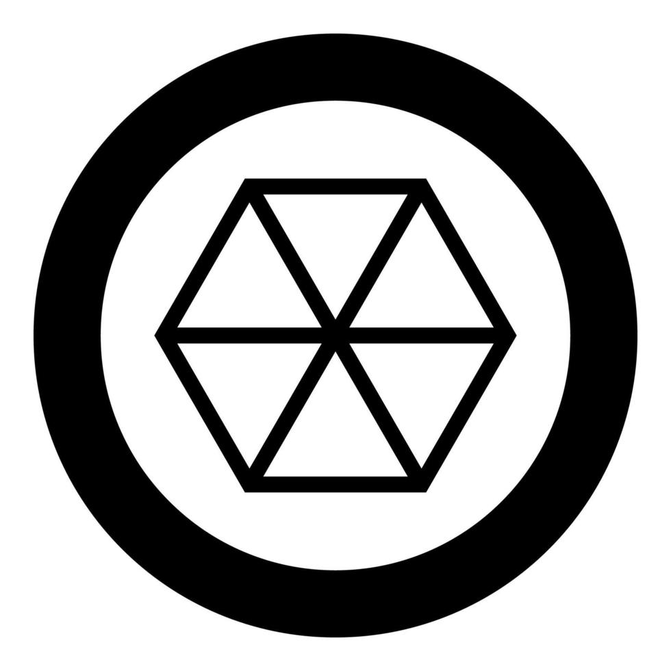 Abstract cube shape Hexagon box icon in circle round black color vector illustration flat style image