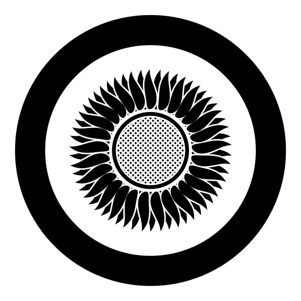 Sunflower icon in circle round black color vector illustration flat style image