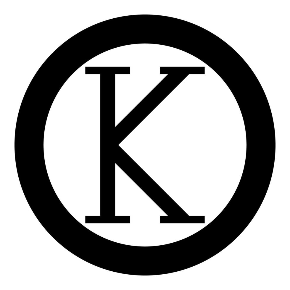 Kappa greek symbol capital letter uppercase font icon in circle round black color vector illustration flat style image