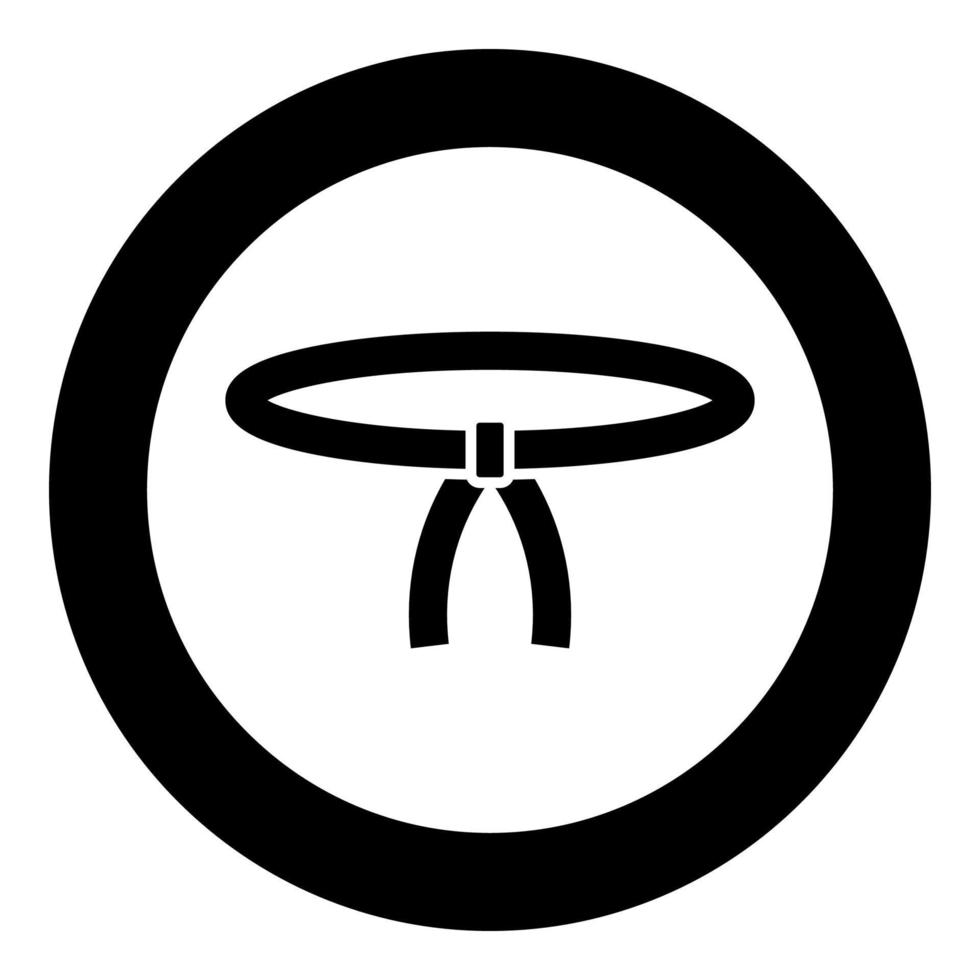 Belt Oriental combat sport Waistband Clothing of fighter karate judo icon in circle round black color vector illustration solid outline style image