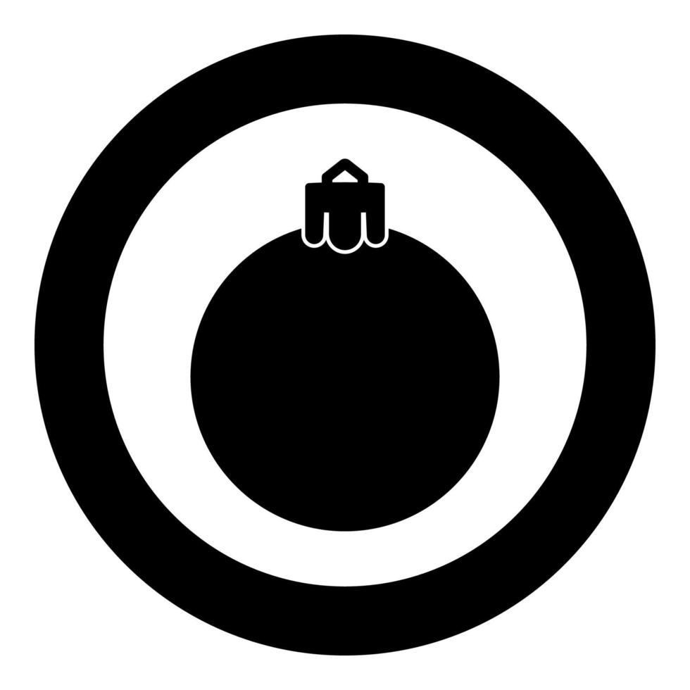 New Year's ball Christmas sphere toy icon in circle round black color vector illustration image solid outline style