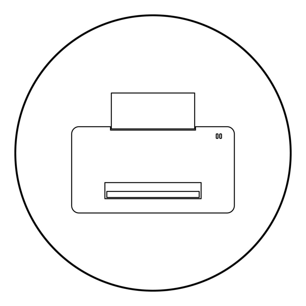 Printer icon black color in circle vector