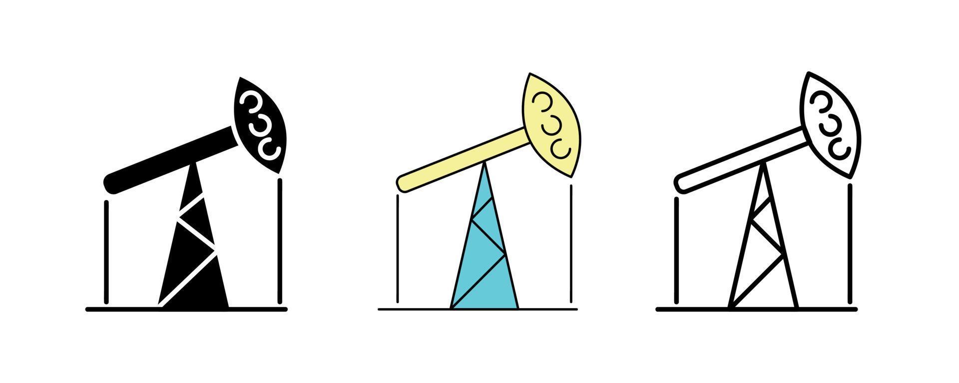 diseño de iconos de perforación de petróleo. icono de perforación de petróleo en silueta, colorido y lineal. ilustración de vector de línea de icono de campo de petróleo aislada en un fondo limpio para el diseño del logotipo de su aplicación móvil web.