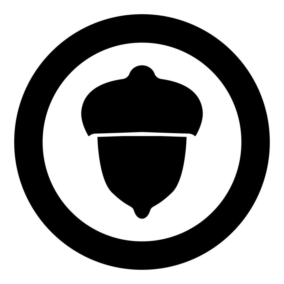 Acorn forest nut icon black color illustration in circle round vector