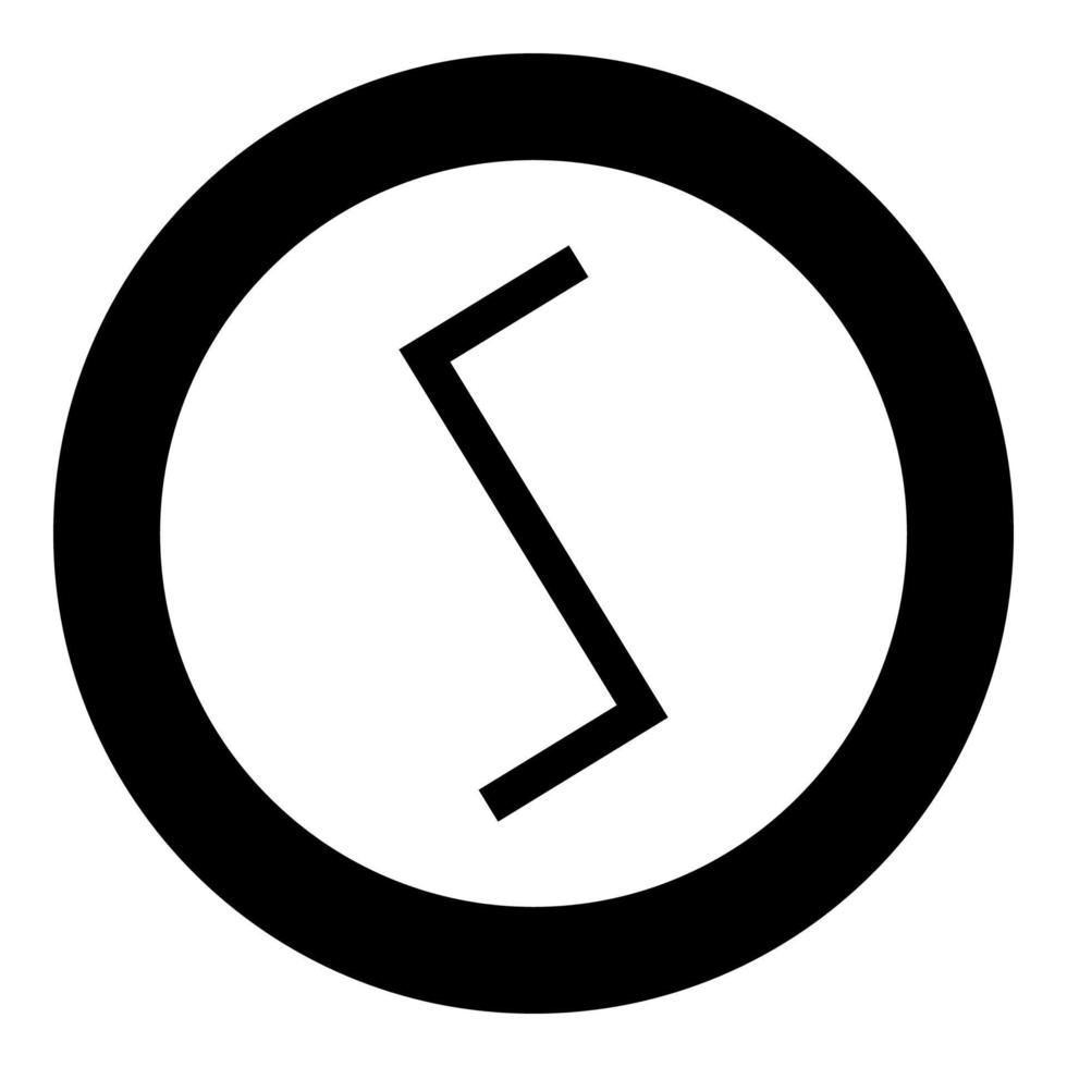 Sowull rune sol sun symbol icon black color vector in circle round illustration flat style image