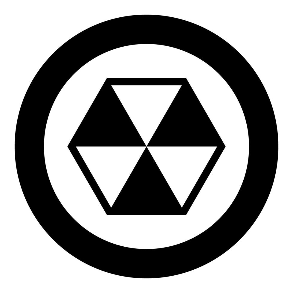 Abstract cube shape Hexagon box icon in circle round black color vector illustration flat style image
