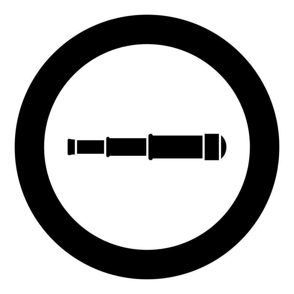 spyglass monocular telescopio lente icono en círculo redondo color negro vector ilustración estilo plano imagen
