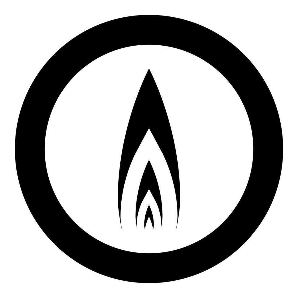 Flame icon in circle round black color vector illustration flat style image