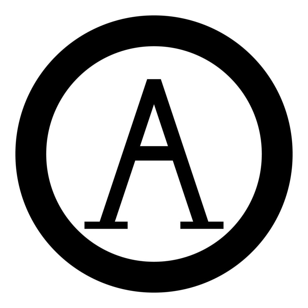símbolo griego alfa letra mayúscula icono de fuente en mayúscula en círculo redondo color negro ilustración vectorial imagen de estilo plano vector