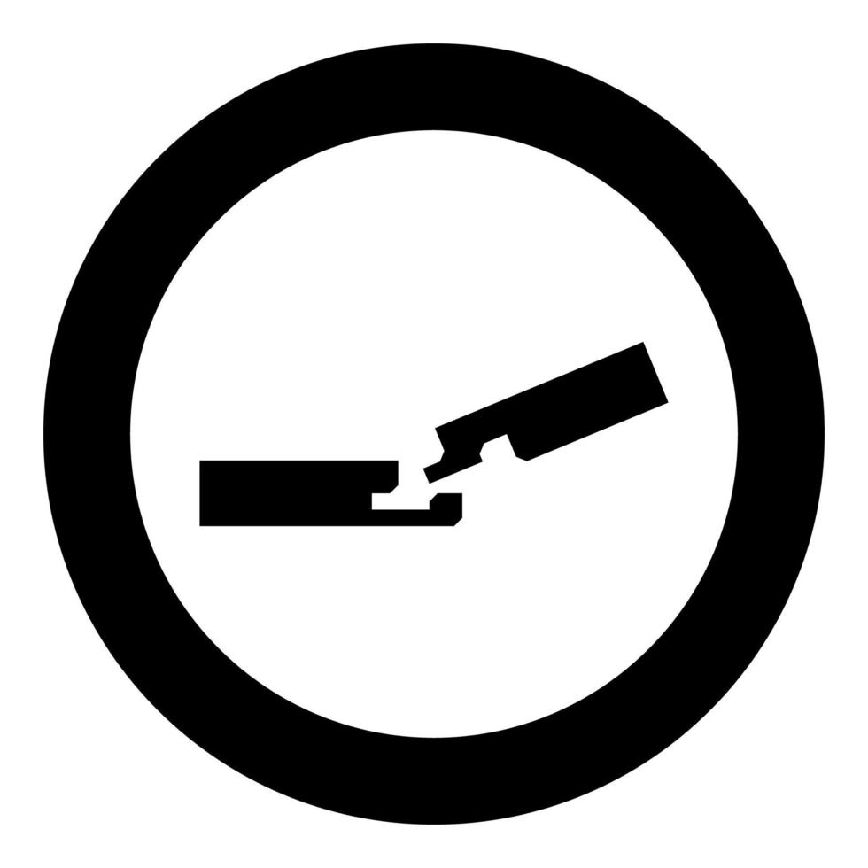 Laminate connection Flooring service joint system concept Tongue groove icon in circle round black color vector illustration solid outline style image