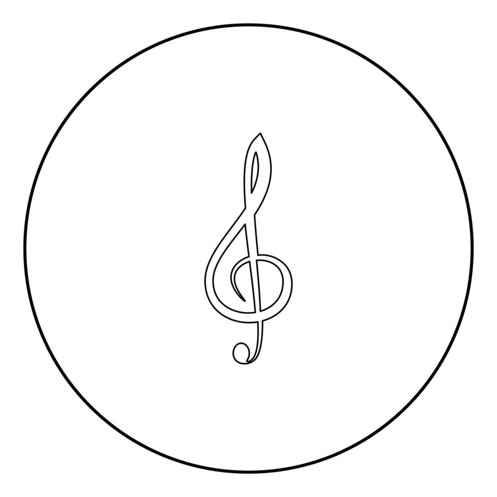 Treble clef icon black color in circle vector