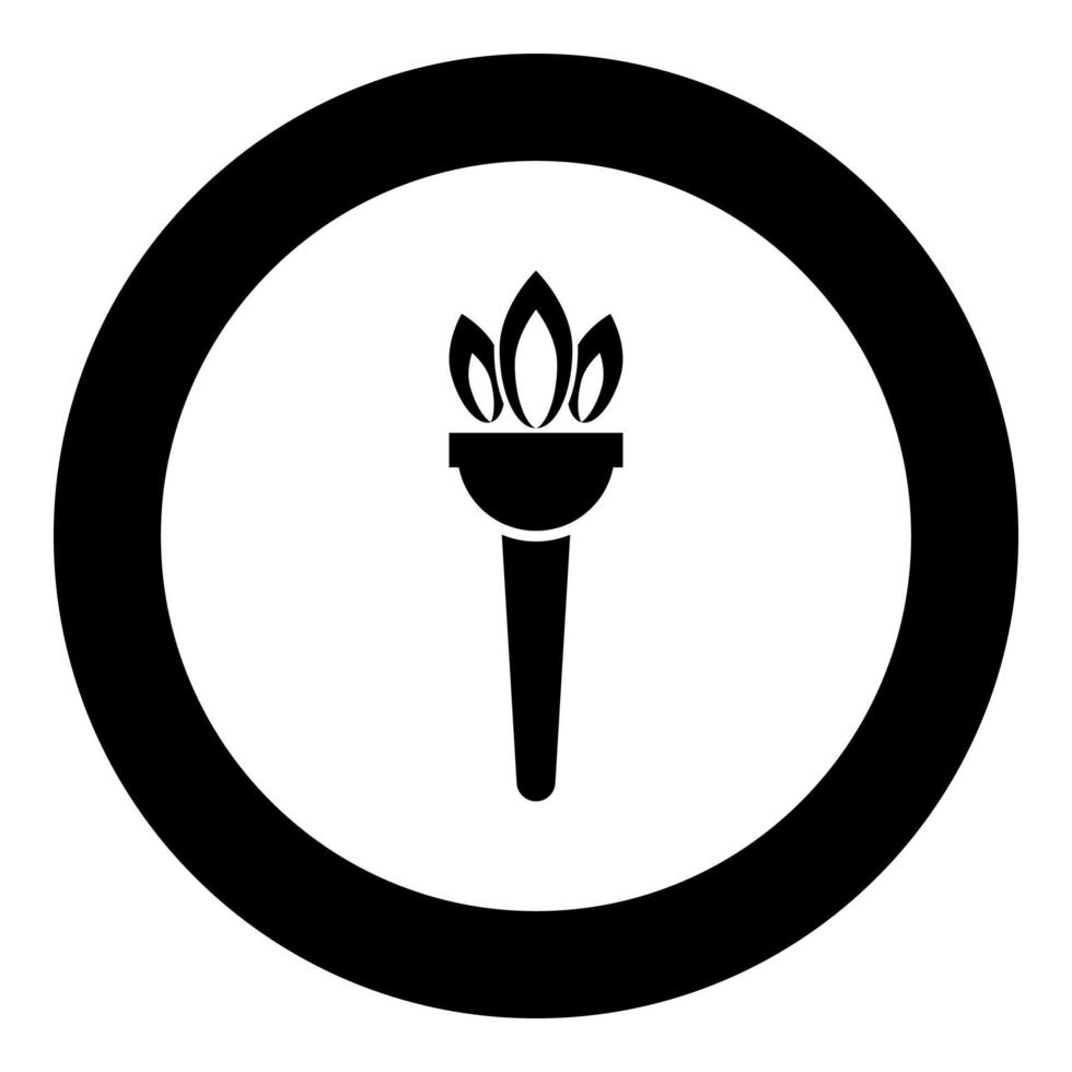 Torch flambeau icon black color in circle round vector