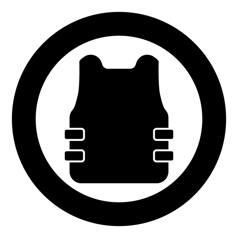 Bullet-proof vest flak jacket icon in circle round black color vector illustration flat style image