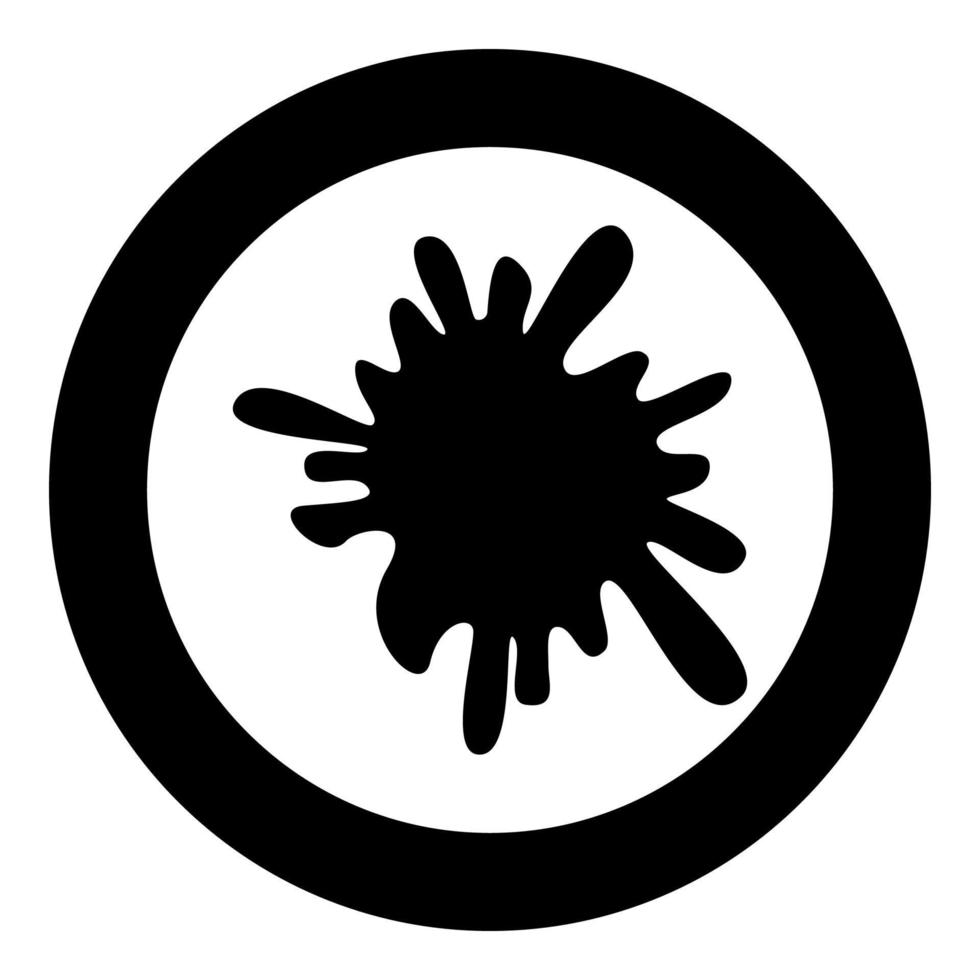 Blot Ink spot Paint splash icon in circle round black color vector illustration flat style image