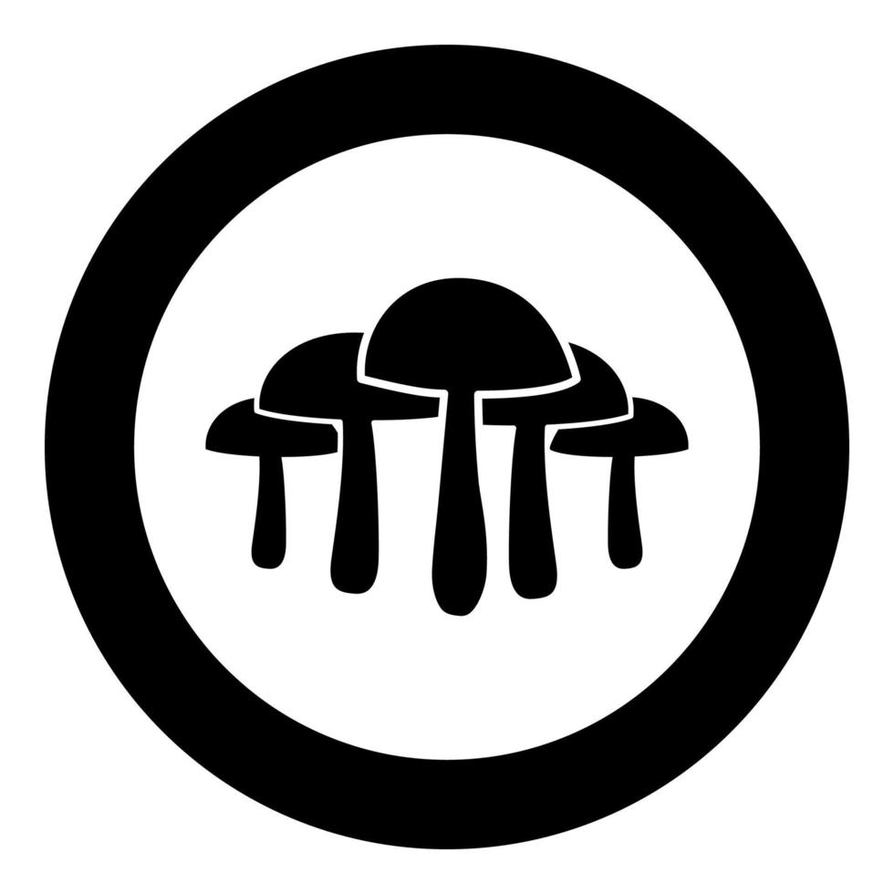 Mushrooms icon in circle round black color vector illustration flat style image