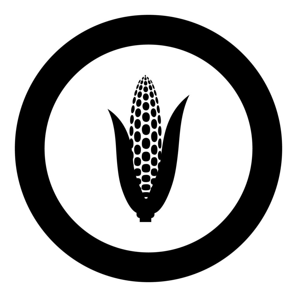 Maize icon black color in circle round vector