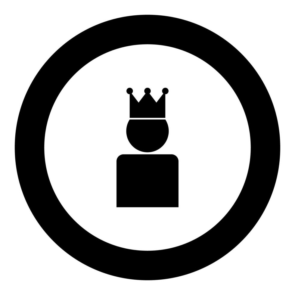 King in crown icon black color in round circle vector