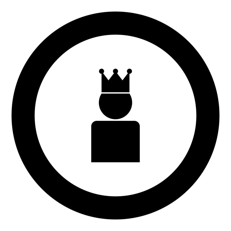 King in crown icon black color in round circle vector