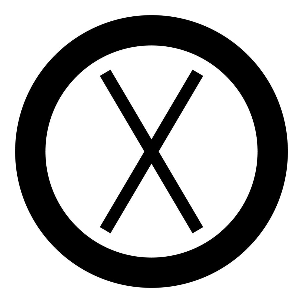 Gebo rune Gift talent sign icon black color vector in circle round illustration flat style image