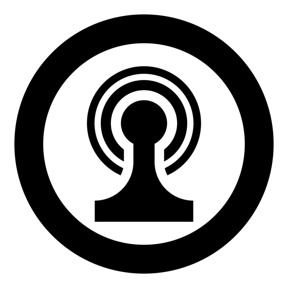 Broadcasting Wireless device Radio wave icon in circle round black color vector illustration flat style image