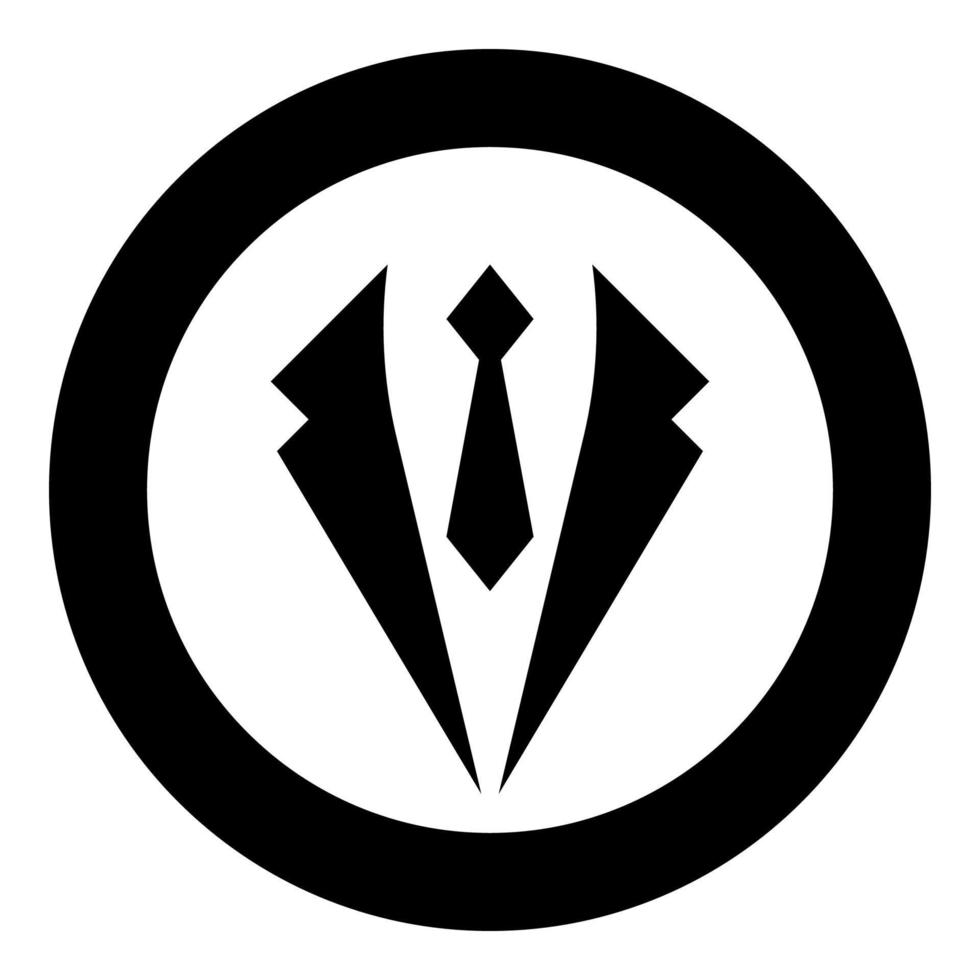 chaqueta de concepto de negocio y traje de corbata para boda ropa de hombre en ropa de vestir icono de idea representativa en círculo redondo color negro vector ilustración imagen de estilo plano