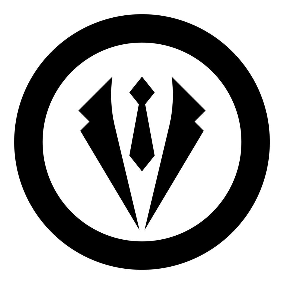 Business concept Jacket and tie cravat Suit for wedding Men's clothing in dress clothes Representative idea icon in circle round black color vector illustration flat style image