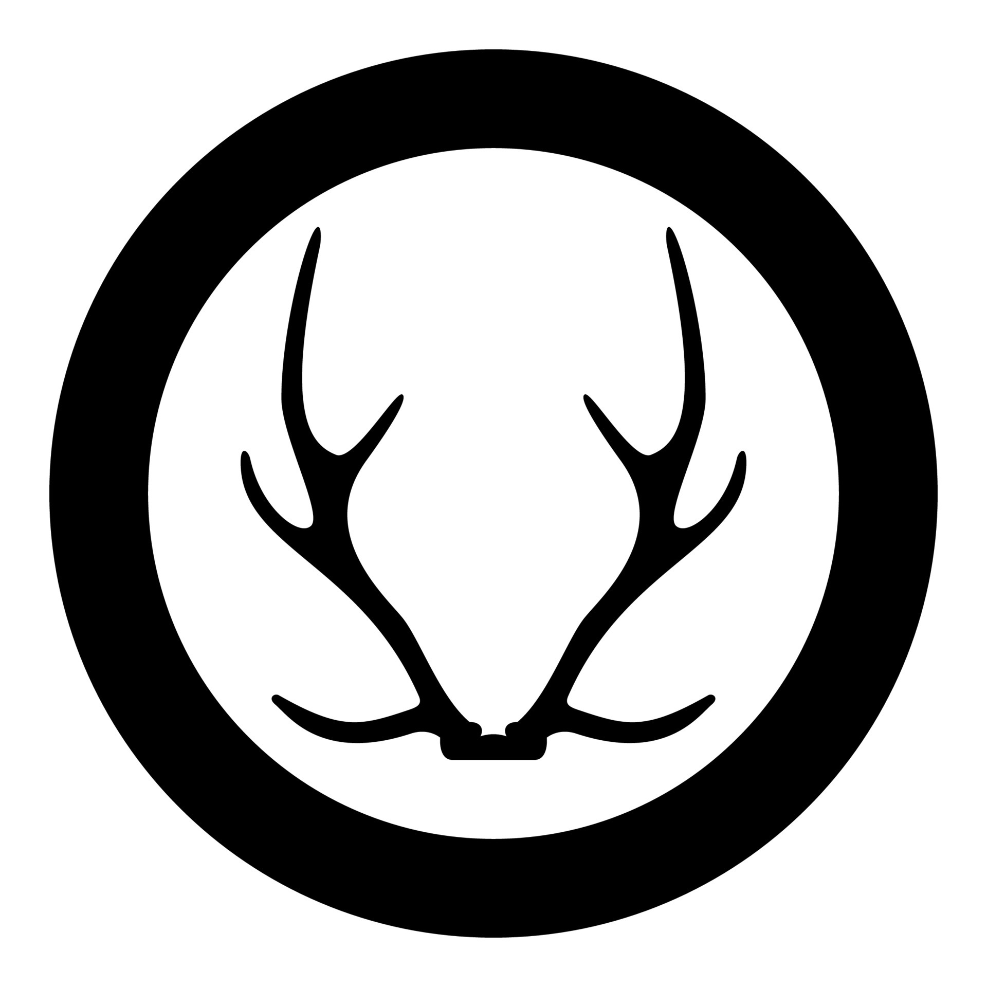 Antler Horn Concept trophy silhouette in circle round black color ...