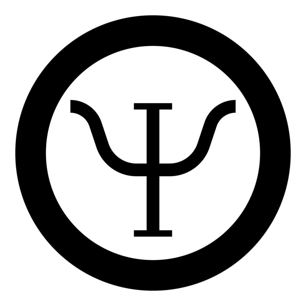 psi símbolo griego letra mayúscula mayúscula icono de fuente en círculo redondo color negro vector ilustración imagen de estilo plano