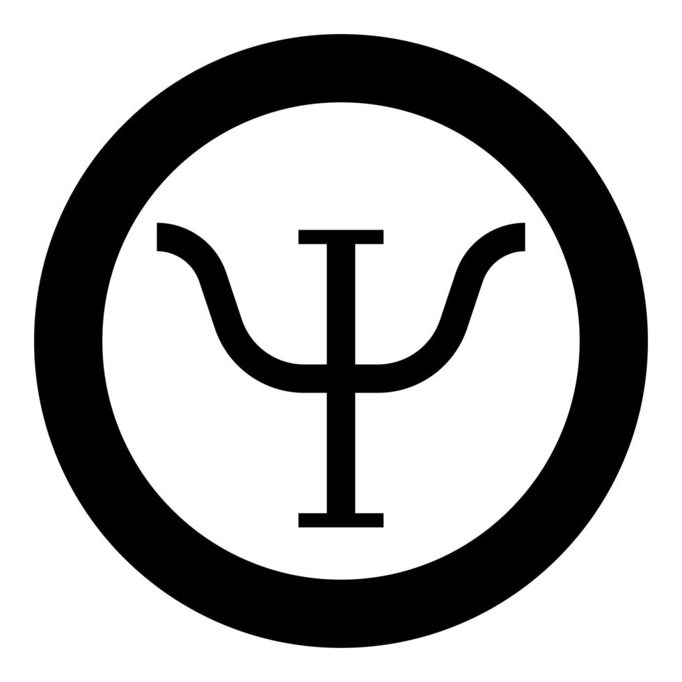 Psi greek symbol capital letter uppercase font icon in circle round black color vector illustration flat style image