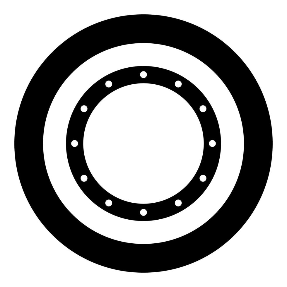 Rubber gasket with holes Grommet seal Leakage o-ring Reten icon in circle round black color vector illustration solid outline style image