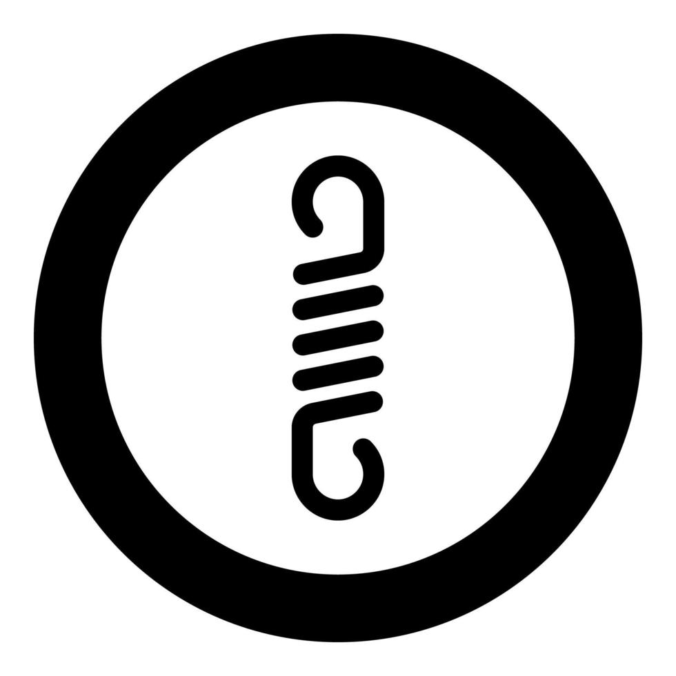 Spring metal coil spiral steel wire flexible icon in circle round black color vector illustration image solid outline style