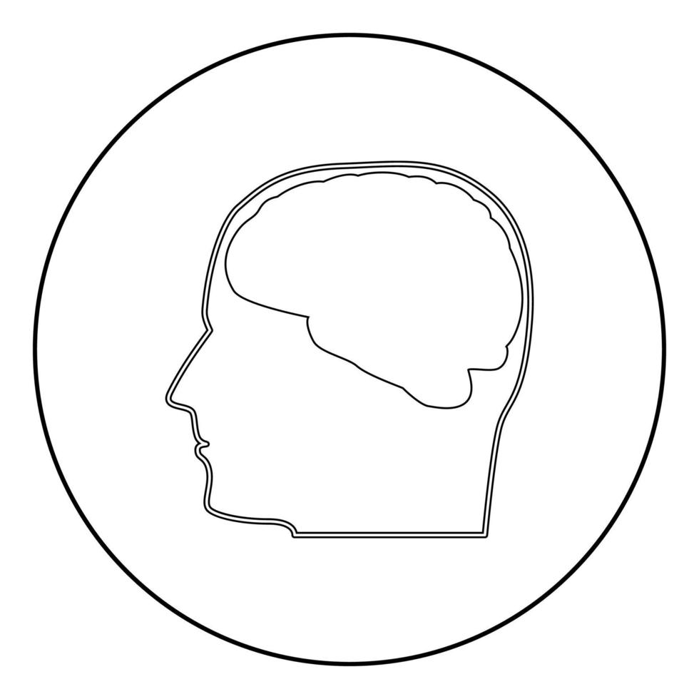 Head with brain the black color icon in circle or round vector