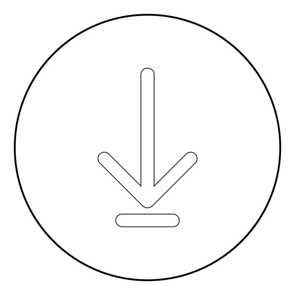 Down arrow or load symbol the black color icon in circle or round vector