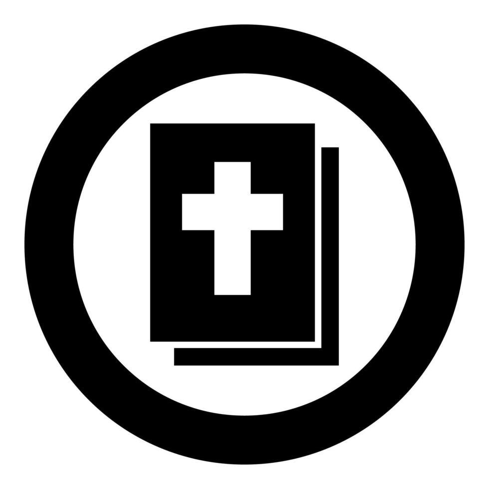 biblia, icono, negro, color, en, círculo, redondo vector