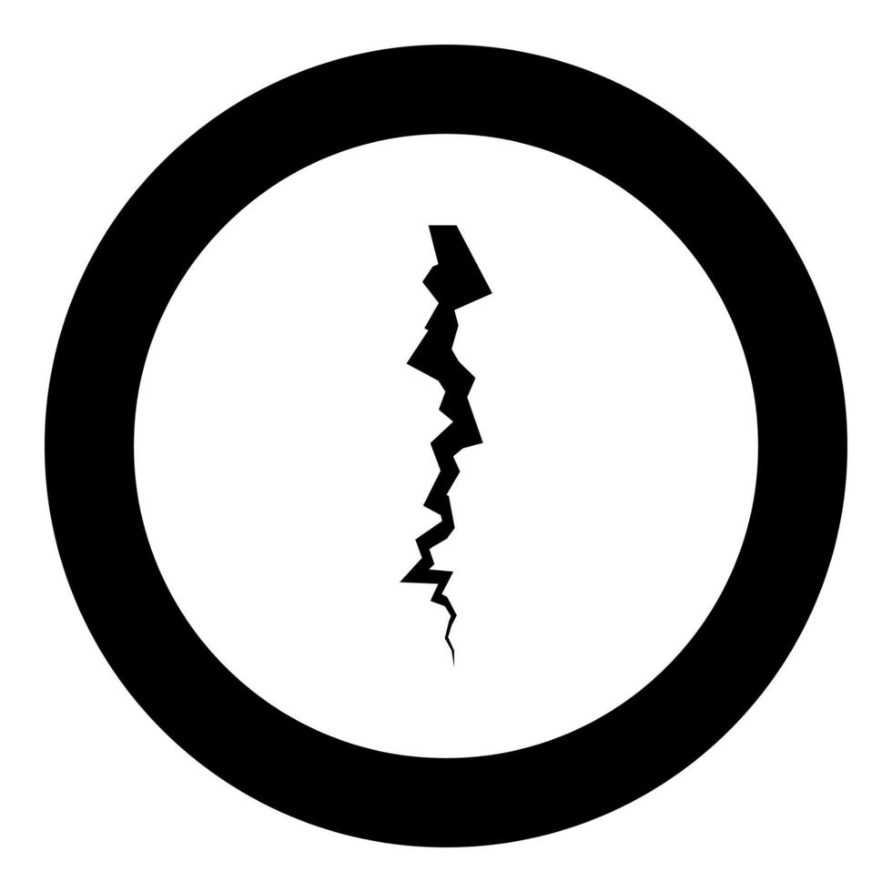 crack icono color negro en círculo redondo vector